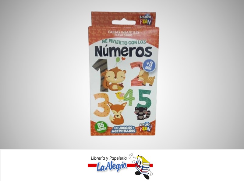 CARTA DE CARTON INFANTILES ME DIVIERTO CON LO NUMEROS CL-112 PAQ 55 CARTAS MARCA SCHOOL FUN