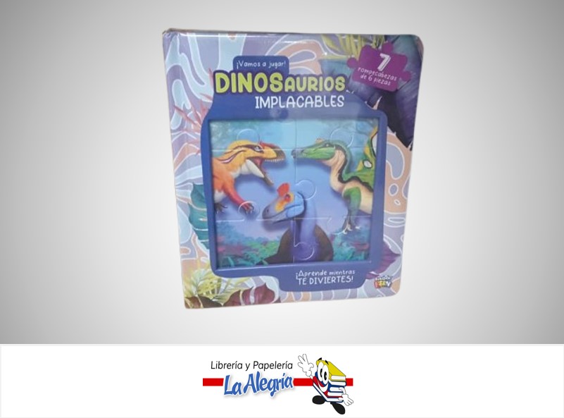 CUADERNO DIDACTICO ROMPECABEZA DINOSAURIO IMPLACABLES LIST-502 7 UNIDADES DE 6 PIEZAS MARCA SCHOOL FUN