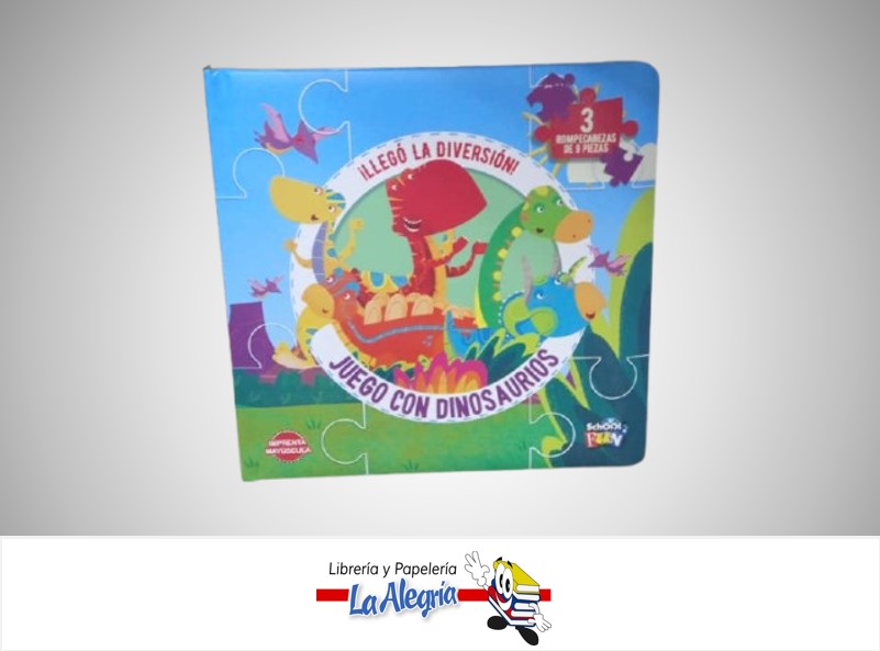 CUADERNO DIDACTICO ROMPECABEZA JUEGO CON DINOSAURIO LIST-504 3 UNIDADES DE 9 PIEZAS MARCA SCHOOL FUN