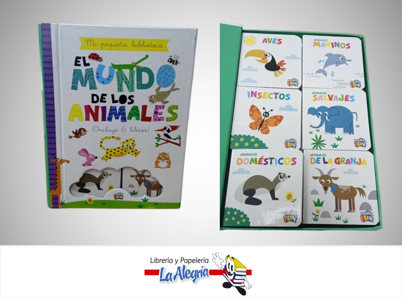 MI PEQUEÑA BIBLOTECA EL MUNDO DE LOS ANIMALES INCLUYE 6 LIBROS LIST-531 MARCA SCHOOL FUN