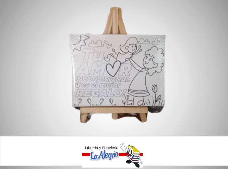 LIENZO CANVAS CON CABALLETE PLANTILLA DIA DE LAS MADRES BLANCO 12X16CM STR-2401 MARCA STARMATE