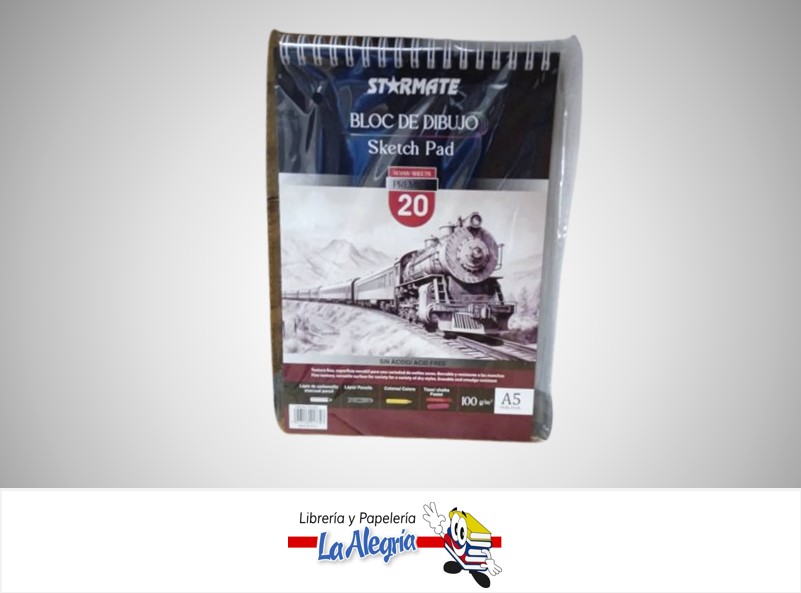 BLOCK DE DIBUJO A5 100GR 20 HOJAS MARCA STARMATE