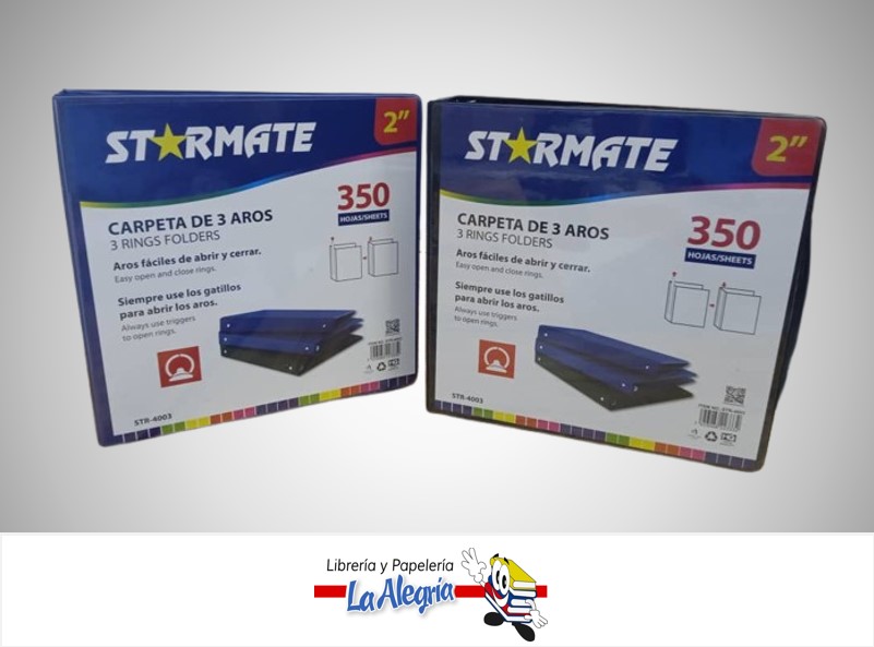 CARPETA 3 AROS 2" CARTA AZUL MARCA STARMATE