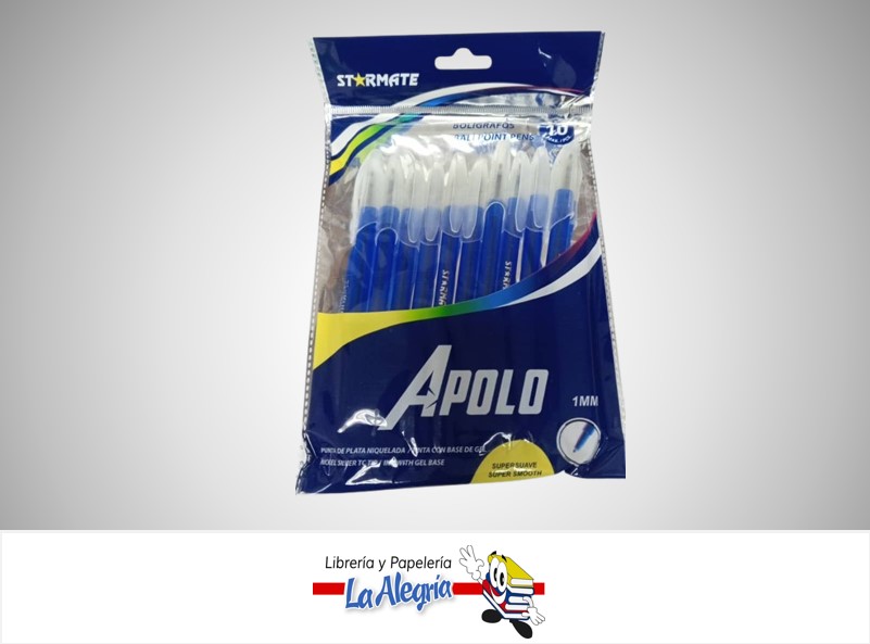 BOLIGRAFO DE GEL 1.0 MM AZUL STR-4006 PAQ. 10 UND MARCA STARMATE
