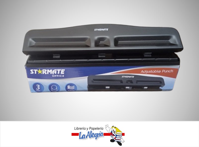 PERFORADORA 3 HUECOS 10 HOJAS 29 CM STR-4155 MARCA STARMATE