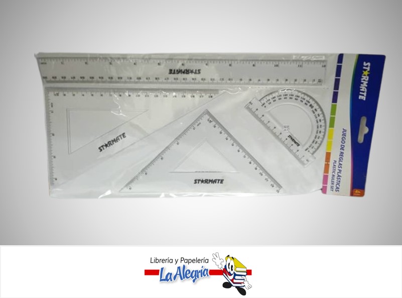 JUEGO DE GEOMETRIA DE 4 PZAS REGLA 30 CM STR-6043 MARCA STARMATE