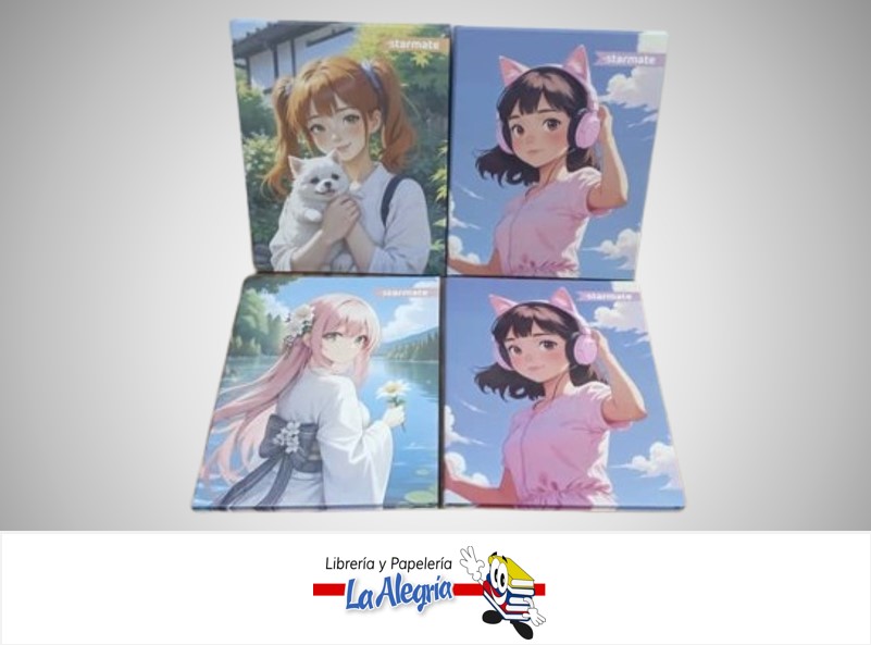 LIBRETA EMPASTADA 1 LINEA 190MM X 240MM, 100 HOJAS NIÑAS STR-7124 MARCA STARMATE