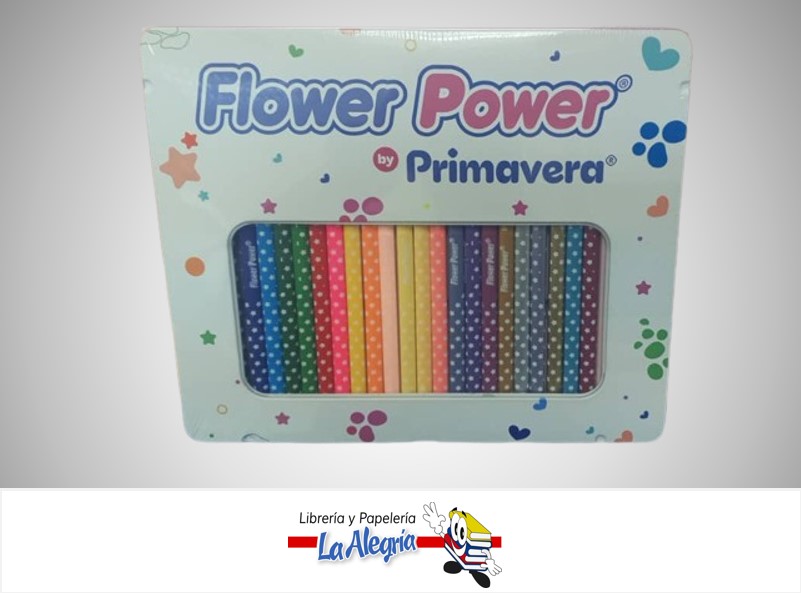 LAPICES DE COLORES FLOWER POWER CAJA METALICA 24 COLORES MARCA PRIMAVERA
