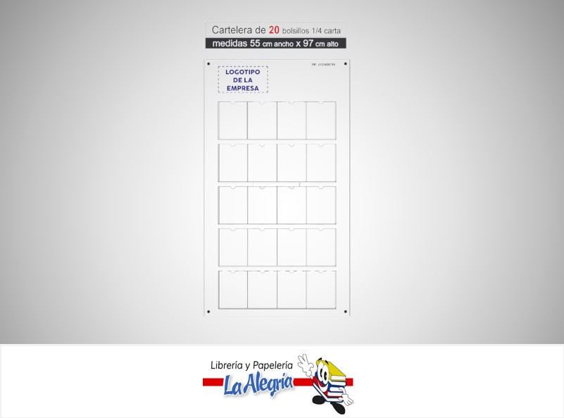 CARTELERA DE 20 BOLSILLOS 1/4 CARTA 55XCM ANCHO X 90CM ALTO MARCA IGUANA