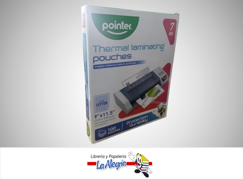 LAMINA PARA PLASTIFICAR CARTA 175 MICRAS PAQ 100 HOJAS MARCA POINTER YL-229292-3