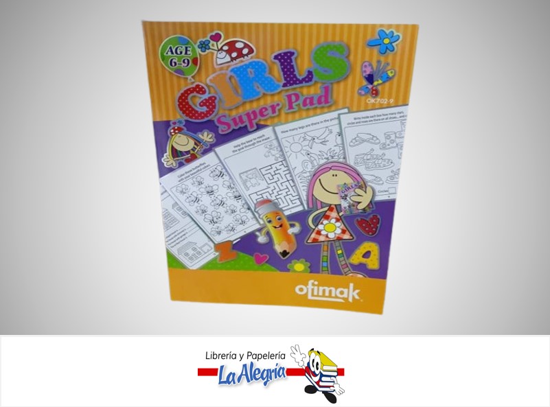 CUADERNO DE ACTIVIDADES EN INGLES PARA NIÑA 6-9 ANOS 16 PAGINAS COLORING BOOK MARCA OFIMAK