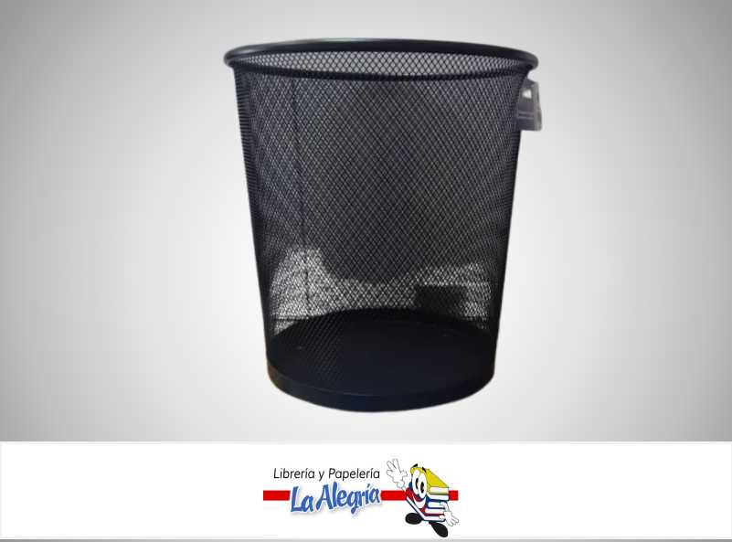 PAPELERA METALICA MEDIANA NEGRA MARCA MR. BOBINA