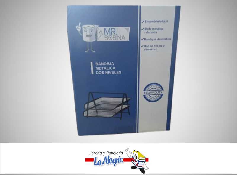BANDEJA MALLA METALICA 2 NIVELES NEGRA MARCA MR. BOBINA