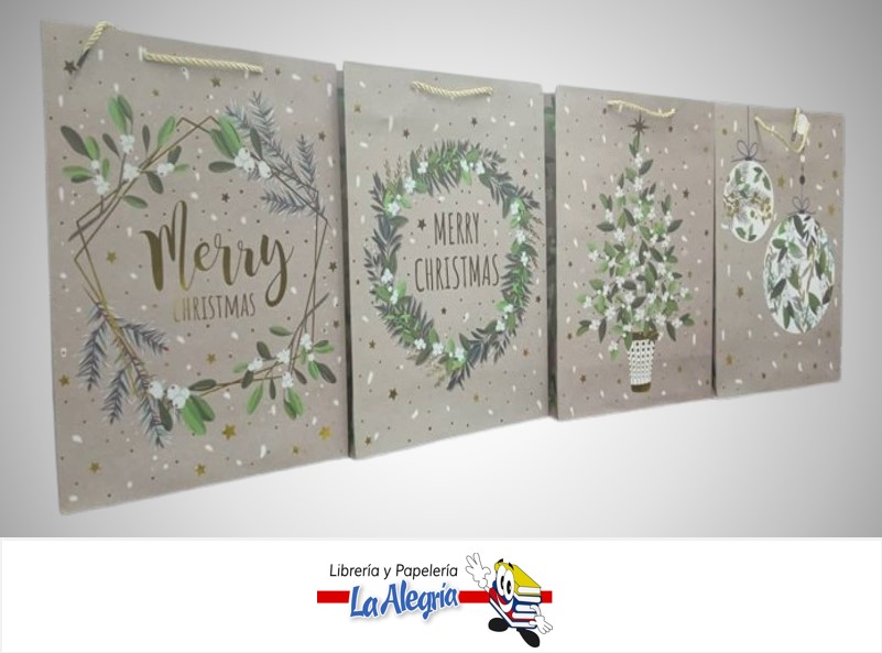 BOLSA DE REGALO MERRY CHRISMAS 32X26X12CM MOD CVC-EST-2525M MARCA S/M