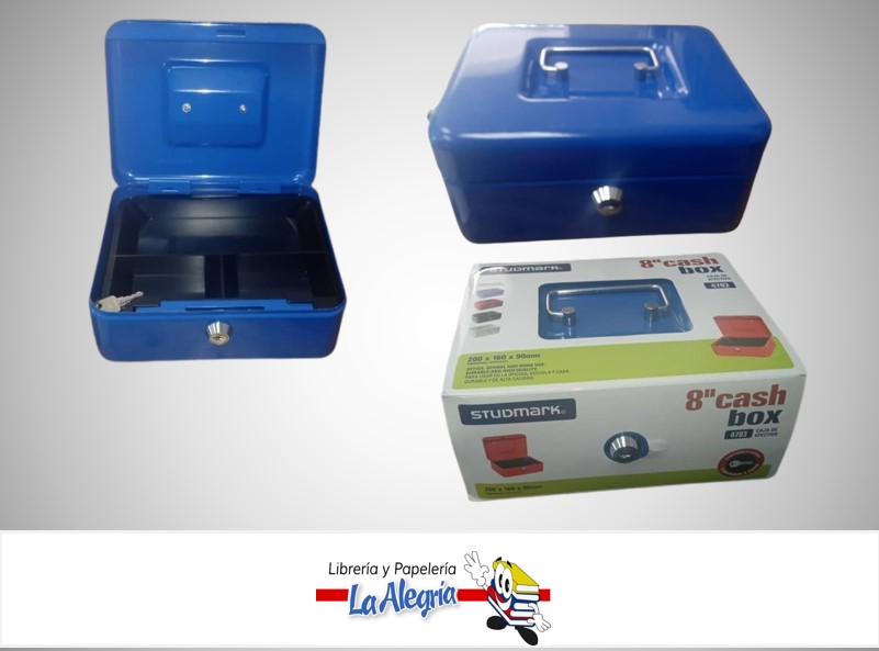 CAJA EFECTIVO CON LLAVE 8'' AZUL MARCA STUDMARK