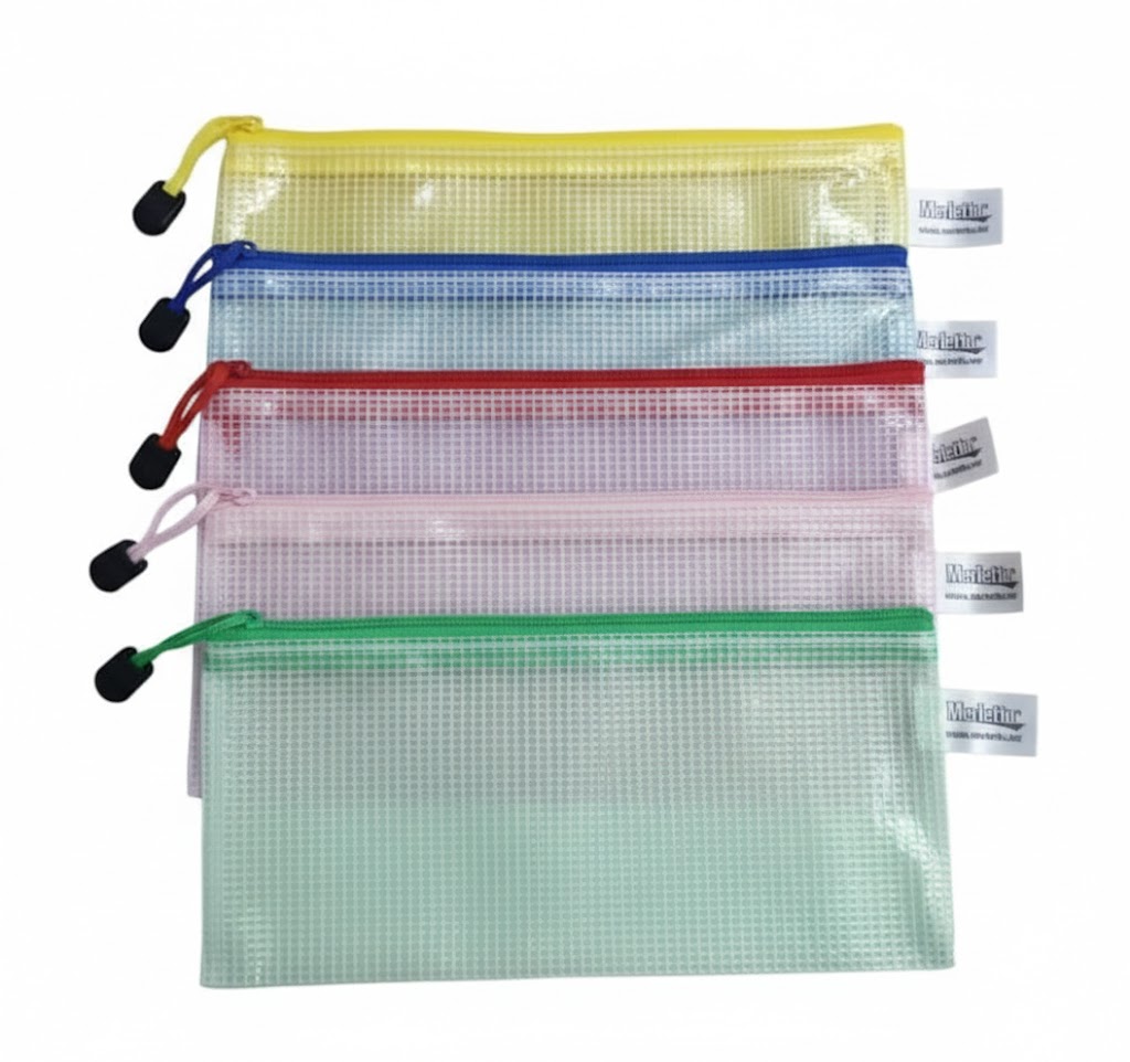 SOBRE PLASTICO TRANSPARENTE CON ZIPPER 23x11,5CM MARCA MERLETTO