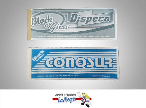 [400008] BLOCK DE GIROS 85X215MM 50 HOJAS MARCA DISPECA   