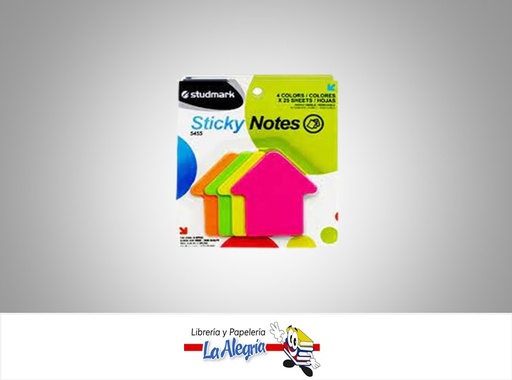 [7453015145137] NOTAS AUTOADHESIVA NEON FLECHA 100 HOJAS 4 COLORES MARCA STUDMARK