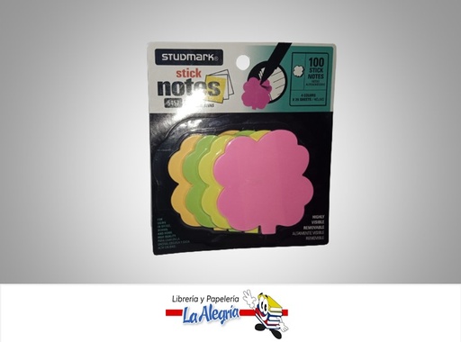[7453015145151] NOTAS AUTOADHESIVA NEON ARBOL 100 HOJAS 4 COLORES MARCA STUDMARK