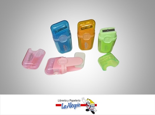 [7453038468510] SACAPUNTA PLASTICO ER1809 CON DEPOSITO Y BORRADOR UND MARCA POINTER