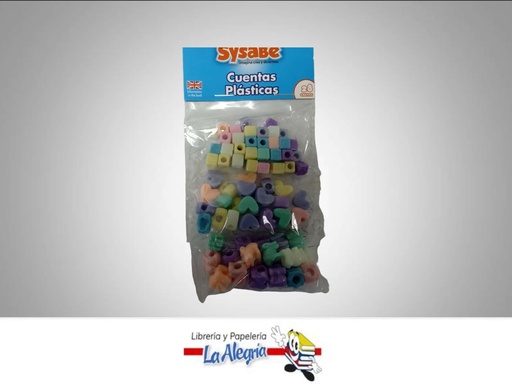 [7591213025094] CUENTA DE PLASTICOS 3 FIGURAS 28 GR 6 COLORES MARCA SYSABE