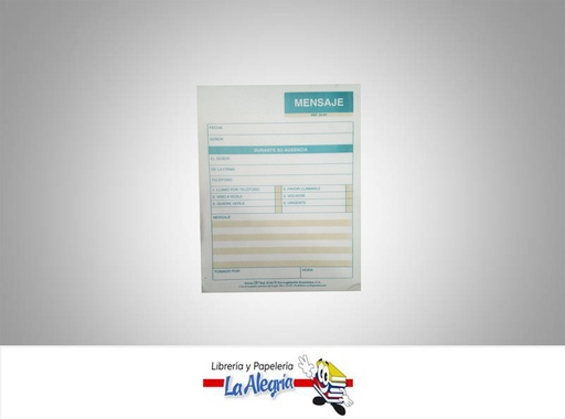 [7591252226506] TALONARIO MENSAJE 9,4X12,8 CM MARCA FORMAS LEC