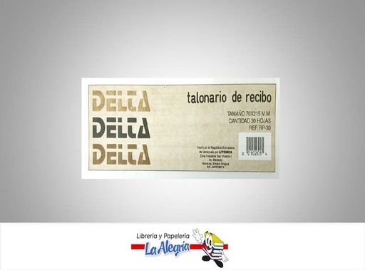 [010201] TALONARIO DE RECIBO 70 X 215 MM 30 HOJAS MARCA DELTA   