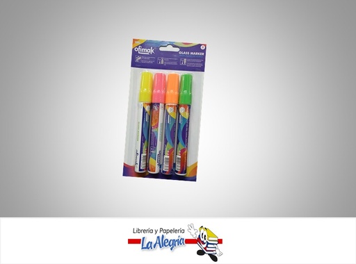 [0781360870334] MARCADOR PARA VIDRIO OK528 4 COLORES MARCA OFIMAK   