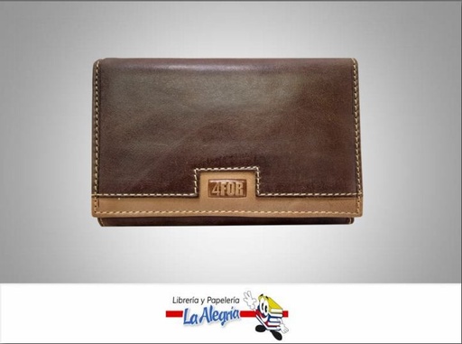 [10512] MONEDERO DE CUERO P/DAMA MARRON MARCA 4FOR   