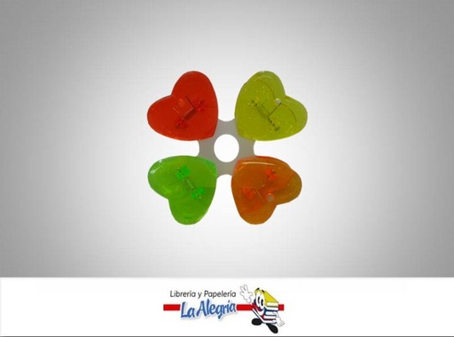 [345] CLIP ACRILICO CORAZON 4 COLOR MARCA S/M   