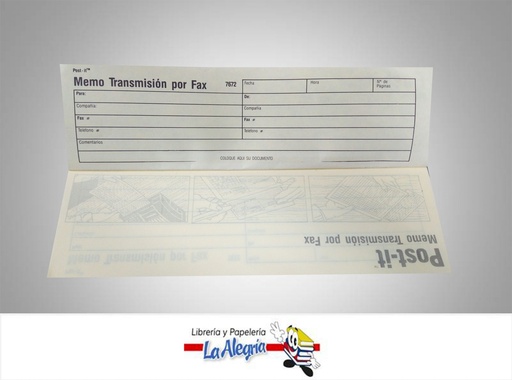 [3M7672] TACO MEMO PARA FAX 21,4X7,5 CM MARCA POST-IT   
