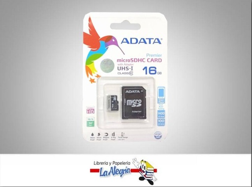 [4713435794043] MEMORIA MICRO SDHC 16GB CON ADAPTADOR MARCA ADATA