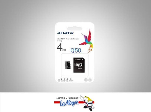 [4718050602322] MEMORIA MICRO SDHC 4 GB C/ADAPTADOR MARCA ADATA   
