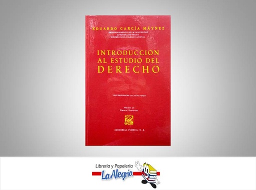 [522836] INTRODUCCION AL ESTUDIO DEL DERECHO  TEMATICA DERECHO AUTOR GARCIA MAYNEZ, EDUARDO EDITORIAL PORRUA, S.A.