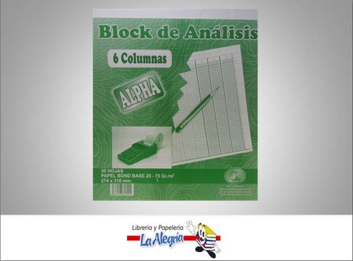 [6583126857924] BLOCK ANALISIS 6 COL 30H MARCA ALPHA   