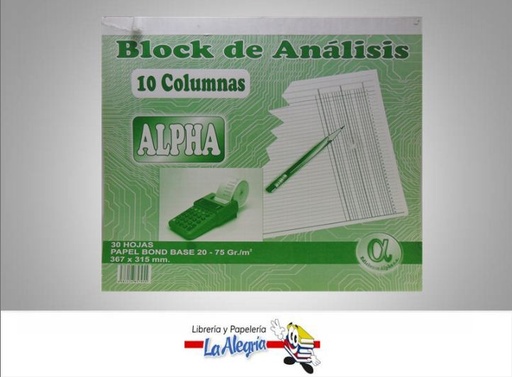[6583126857955] BLOCK ANALISIS 10 COL 30H MARCA ALPHA   