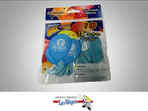 [681070900485] GLOBO 1ST BIRTHDAY AZUL CLARO PAQ 10 UND MARCA KALEIDOSCOPE   