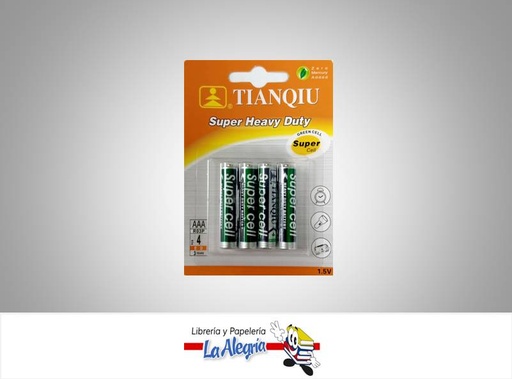 [6927799689237] PILA AAA R03P 1,5 V HEAVY DUTY PAQ 4 UND MARCA TIANQIU