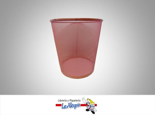 [6934674201798] PAPELERA METALICA MEDIANA MESH ROSADA    