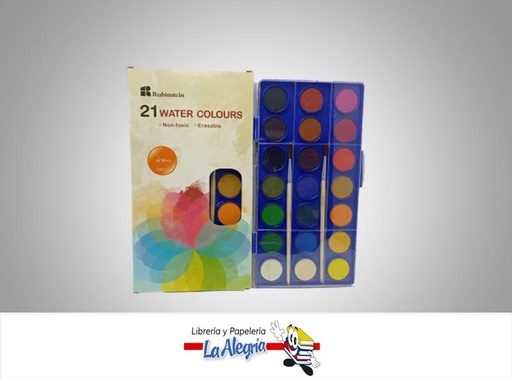 [6935249911685] ACUARELA EN PASTILLA CON PINCEL 21COLOR MARCA RUBINSTEIN