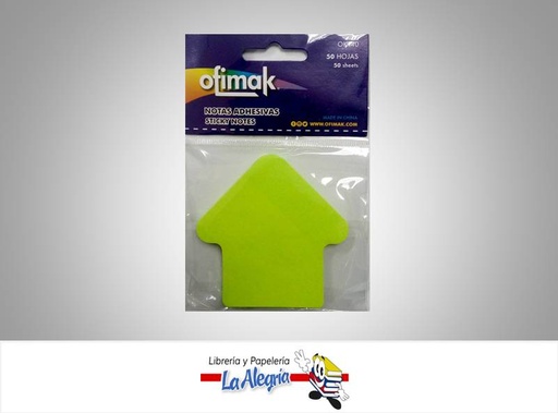 [6937544321404] NOTA AUTOADHESIVA FLECHA VERDE 50H MARCA OFIMAK   
