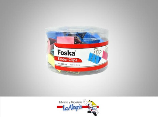 [6937544364845] CLIP BINDER19 MM 40 UND 4 COLOR MARCA FOSKA   