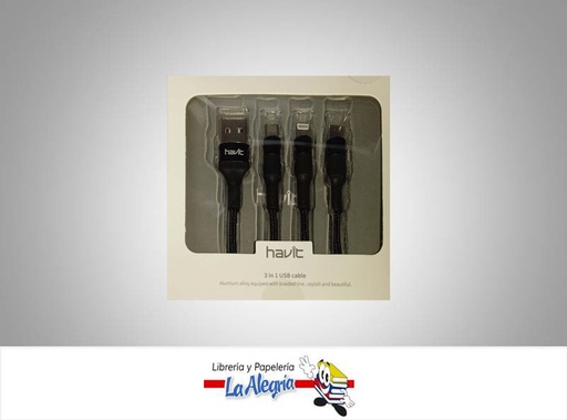 [6939119018757] CABLE USB 3 EN 1 NEGRO H691BK MARCA HAVIT   
