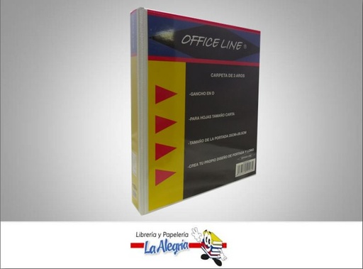 [6939540592932] CARPETA 3 AROS 1'' GANCHO EN D CARTA BLANCA MARCA OFFICE LINE   