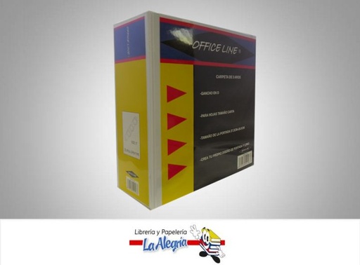 [6939540592963] CARPETA 3 AROS 3 GANCHO EN D CARTA BLANCA MARCA OFFICE LINE   