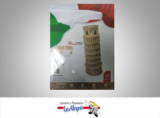 [6944588210533] ROMPECABEZA 3D TORRE PISA 30 PZA MARCA CUBICFUN   
