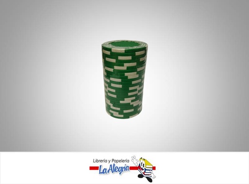 [704551400639] FICHAS PARA POKER DE CERAMICA VERDE 25UN MARCA S/M   