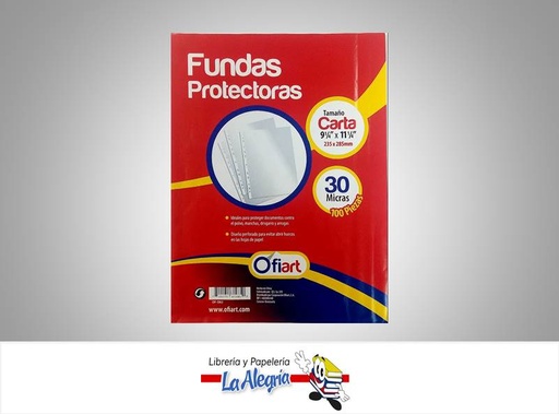 [720171614850] FUNDA PROTECTORA CARTA 30 MICRAS PAQ 100 UND MARCA OFIART