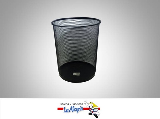 [720171616106] PAPELERA METALICA MEDIANA 26X28 CM NEGRA MARCA OFIART   