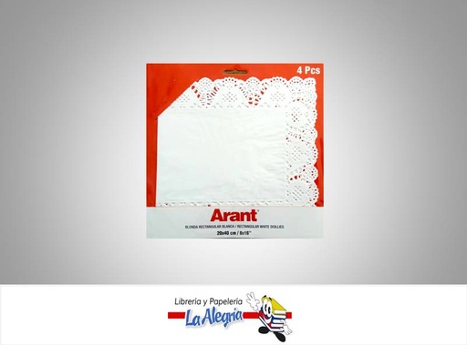 [721456866575] BLONDA REDONDA 20X40 CM BLANCA 4 PZ MARCA ARANT   